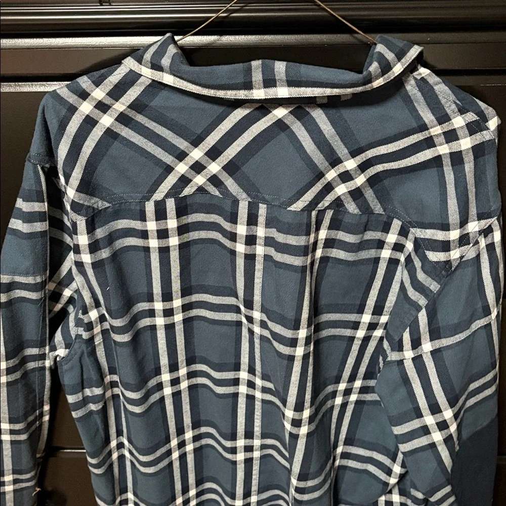 Wrangler Navy and White Plaid Shirt Jacket - Picture 3 of 3